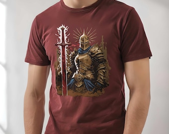 Knight Warrior Graphic T-Shirt, Unisex Medieval Tee, Vintage Style Apparel, Gift for Gamers, Renaissance Festival Shirt, Cool Casual Wear