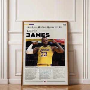 LeBron James Wooden Framed Poster, Quality Basketball Memorabilia Print, LA Lakers Wall Art, Motivating Quote Home Decor