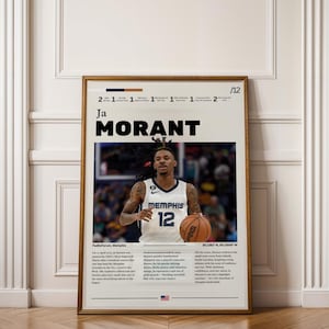 Ja Morant Hölzernes gerahmtes Plakat, Qualität Basketball-Memorabilia-Druck, Memphis Grizzlies-Wandkunst, motivierendes Zitat Wohndekor