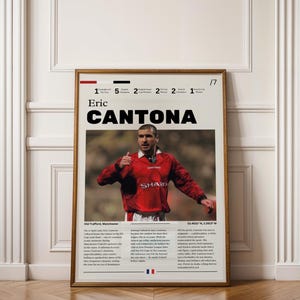 Eric Cantona Wooden Framed Poster, Quality Football Memorabilia Print, Manchester United Wall Art, Inspirational Quote Home Decor