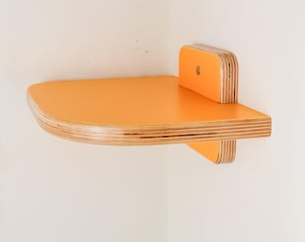 Hand-Made Birch Ply Speaker/Plant/Router Shelf | Mid-Century Modern Small Space Wall or Corner Shelf | Stylish Floating Night-Stand
