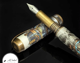 Handcrafted Steampunk Warrior Convertible Fountain Pen / Rollerball Pen – One-of-a-Kind Functional Art by ACinked