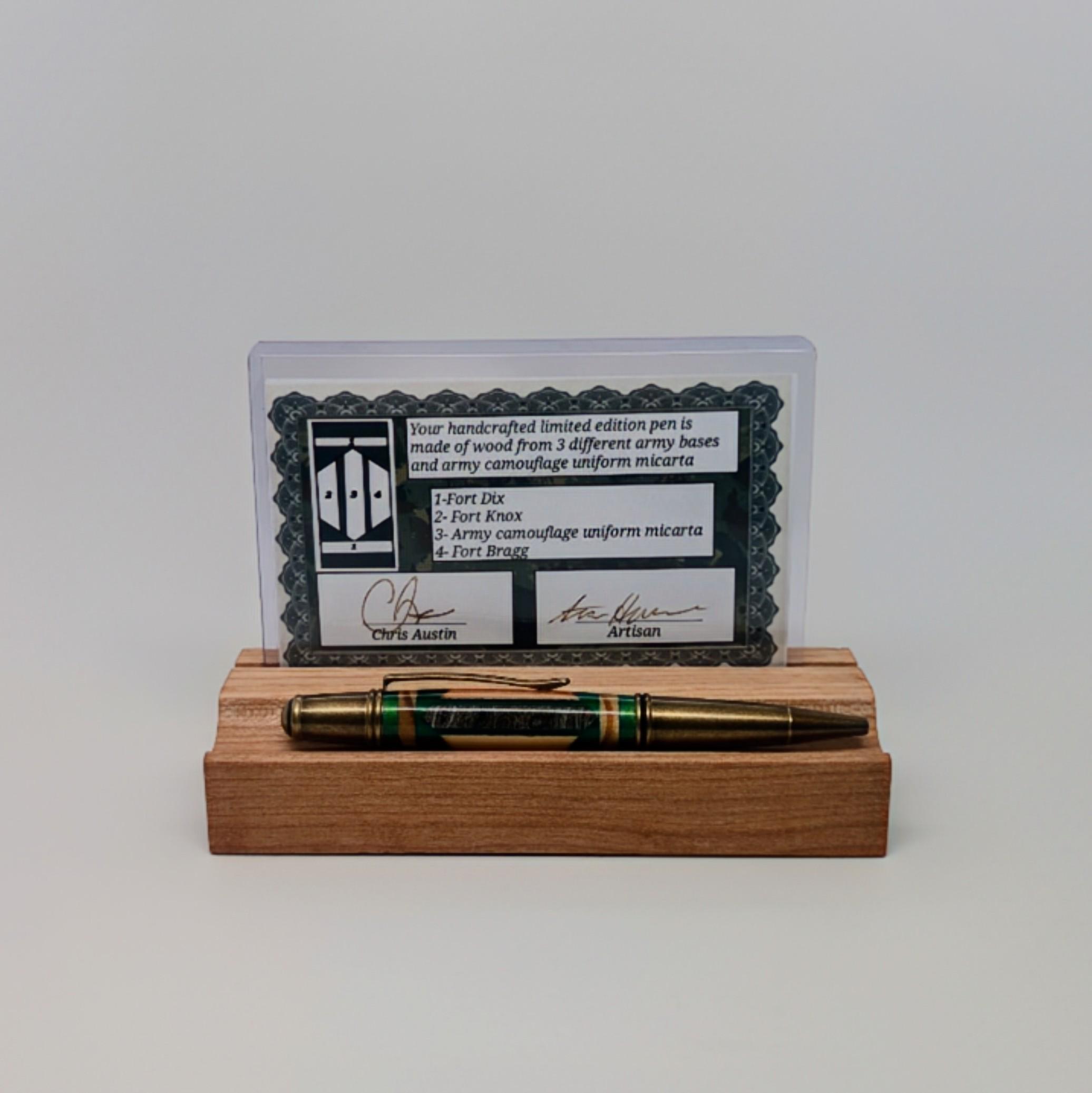 Tri Base Blue Label Tri-base Heritage Pen Made From Fort Bragg, Fort Knox & Fort Dix Wood ...