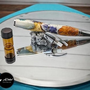 Aromatherapie Kugelschreiber – Echte Blumen & Holz – Duftkapsel für ätherische Öle – Schreibgeschenk – Einzigartiger Exekutivstift