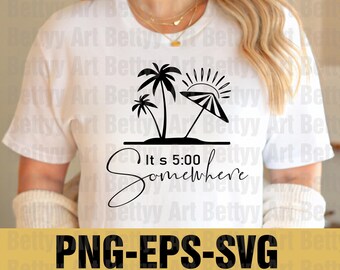 Somewhere Svg Png Eps Design, Tropical Beach Shirt Graphic for Sublimation, Summer Vacation Cricut Cut File for DIY Shirts, Mugs & Tumblers