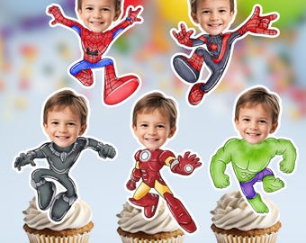 Personalized Spidey Cupcake Toppers, Custom Spidey Birthday Decoration, (Digital Download)