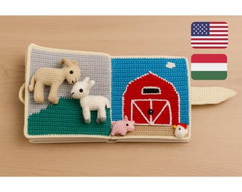 Crochet Quiet Book Pattern | Farm Life Busy Book | Interactive Crochet Activity Book | 7 Removable Animals | PDF Pattern