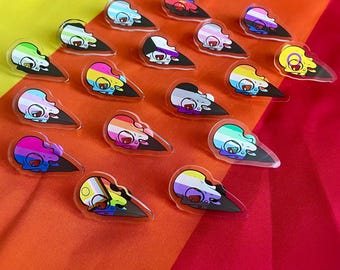 Pride Raven Skull Pins | pride lgbt+ vulture culture acrylic pin