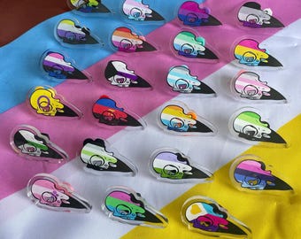 Pride Raven Skull Pins | pride lgbt+ vulture culture acrylic pin