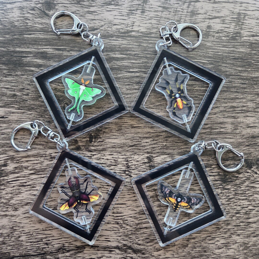 Rotating Framed Bug Keychains | Acrylic Keychain - Etsy