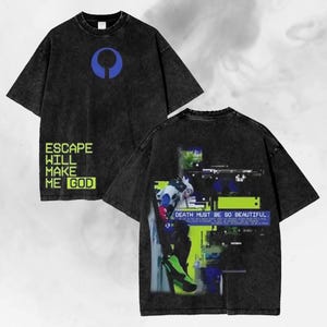 T-shirt vintage lavata, maglietta streetwear fantascientifica glitch neon, regalo futuristico per gamer, aD163cKa