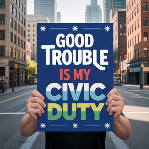 Get in Good Trouble Necessary Trouble  Protest Sign Anti Trump Yard Sign, Printable Rally Sign, Anti Maga 2025 Protest Poster