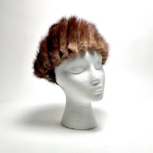 Jack Savidusky\'s Furquarters Vintage Mink Fur Hat Brown Striped Cloche Bucket Mink Fur Cloche Hat - Etsy main image 3