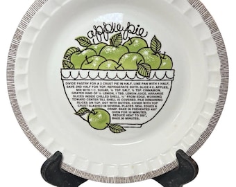 Vintage Jeanette Deep Dish Harvest Apple Pie Plate Baking Dish With Recipe