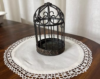 Jaula pequeña de metal vintage para pájaros de 5,5 pulgadas.