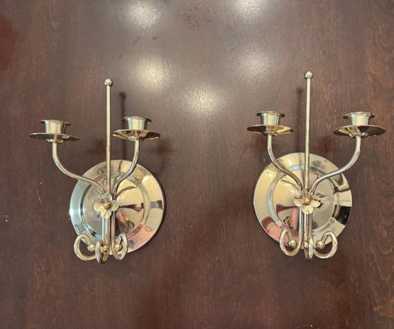 ヴィンテージ真鍮製壁取り付け用燭台。2個セット - Etsy 日本