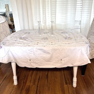 Handmade Lace and Embroidered Tablecloth with Napkins