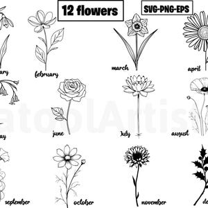 誕生月 SVG バンドル 誕生月の花 SVG バンドル 誕生花 SVG バンドル 誕生月の花バンドル SVG 誕生月の花 SVG バンドル