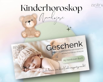 Sternzeichen Geschenk zur Geburt | Tauf-Geschenk | Baby Geschenk Personalisiert | Kinderhoroskop-Analyse Buch/PDF