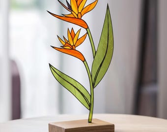 Strelitzia Stained Glass Pattern | DIY Flower Suncatcher (PDF Template)