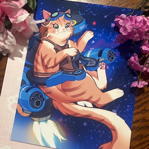 Digitalt konsttryck med Jetpack Cat (Fika) (8,5” / 11”)