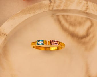 Custom Birthstone Ring, Personalized Dainty Handcrafted Band, Promise & Engagement Wedding Ring, Mothers Day Gift Jewelry
