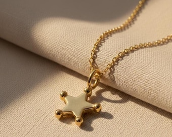14k Solid Gold Star Necklace – Dainty Celestial Pendant, Handmade