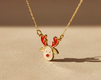 Reindeer Halskette aus Silber – Weihnachtsschmuck – Winter – Geschenk für Sie – Minimal
