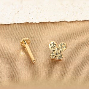 14K Solid Gold Butterfly Piercing, Conch Piercing, Helix Piercing, Gifts For Her, Cute Earrings, Dainty Earrings, Minimalist Jewelry.