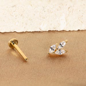 14K Solid Gold Piercing, Gold Stud Earrings, Flat, Helix, Antitragus, Earlobe, Forward Helix, Tragus Piercing, Gifts For Her, Mothers Gift.