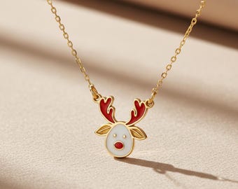 Rentier Halskette – Weihnachtsschmuck – Winter Anhänger – Geschenk für Sie – Minimal Weihnachtsschmuck