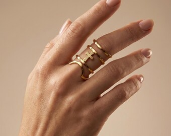Dainty Gold Cross Ring – Sterling Silver Christian Faith Ring