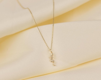 14K Solid Gold Snake Necklace, Animal Necklace, Gifts For Her, 14K Gold Jewelry, Mothers Day Gift, Minimalist, Fine Jewelry, Reptile.