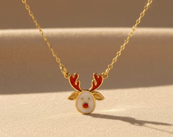 Reindeer Halskette aus Silber – Weihnachtsschmuck – Winter – Geschenk für Sie – Minimal Weihnachtsschmuck