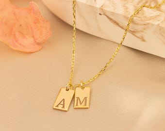 Sierlijke ketting met initiaal tag: 925 zilver gepersonaliseerde naambalk