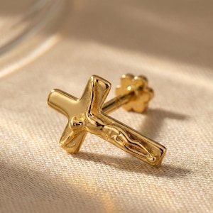 14 kt gouden kruisstekers – minimalistische kraakbeenpiercing