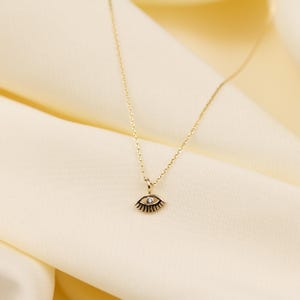 14K Solid Gold Evil Eye Necklace, Pendant necklace, Protection Necklace, Necklaces For Women, Birthday Gift, Minimalist Jewelry,