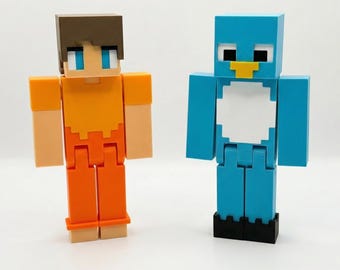 Milo and Chip 3D Printed Ornaments - Minecraft Style YouTuber Fan Art - Poseable Action Figures - Gamer Birthday Gift