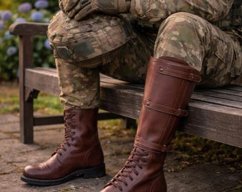 Botas de montar hechas a mano inspiradas en la Segunda Guerra Mundial / Botas de estilo caballería de cuero de primera calidad / Botas militares vintage