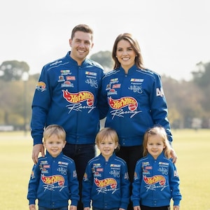 Chaqueta bomber vintage de NASCAR: impresión por sublimación de Jeff Hamilton y Kyle Petty (pasamontañas y camiseta gratis)