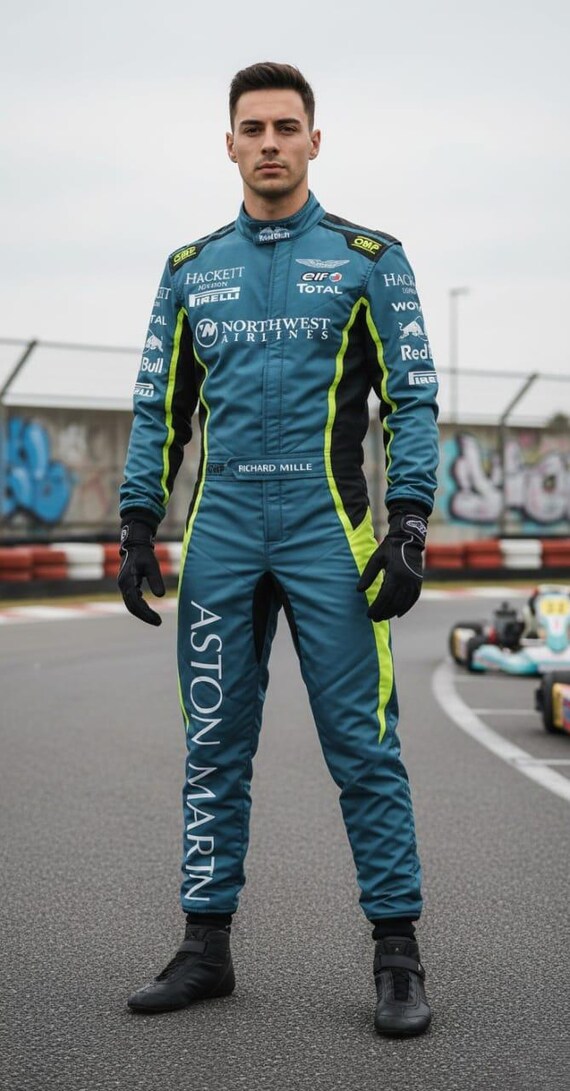 Aston Martin Racing Go Kart Suit: CIK/FIA Level 2 Approved With Free Gift Matching Jacket & Balaclava