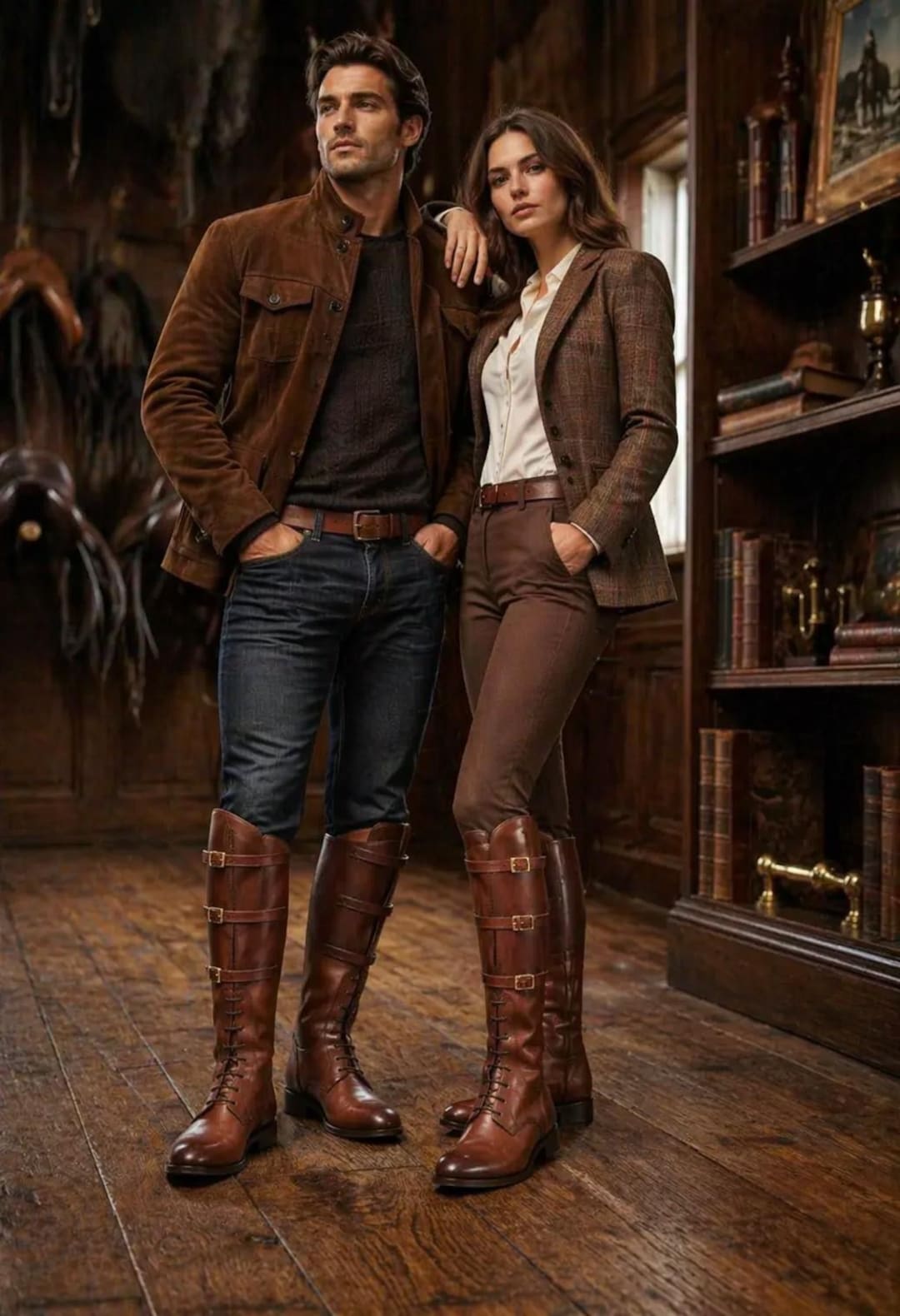 Handmade Brown Leather Riding Boots for Men –vintage Tall Equestrian ...