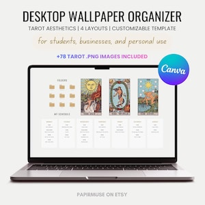 Tarot Desktop Wallpaper Organizer | Customizable Canva Template | Weekly School & Work Schedule | Tarot Cards | Aesthetics