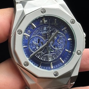 Montre chronographe pour homme : montre-bracelet de luxe en acier inoxydable
