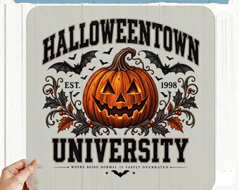 Halloweentown University Pumpkin DTF Transfer, Spooky Season Shirt Press (Ready to Press)