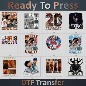 Chris Brown DTF Gang Sheet PNG Bundle, Breezy Tour Graphic Transfer, Retro Hip Hop Heat Press Design for T Shirt Hoodie Tote