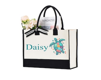 Personalized Sea Turtle Tote Bag: Summer Beach Bag