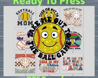 Retro Baseball Mama DTF Transfer - Ready To Press Design.