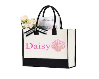 Personalized Seashell Tote Bag: Beach Party Favor