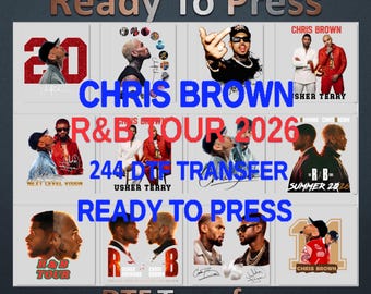 Chris Brown R&B DTF Heat Transfer Bundle, Music Shirt Designs (Ready to Press)